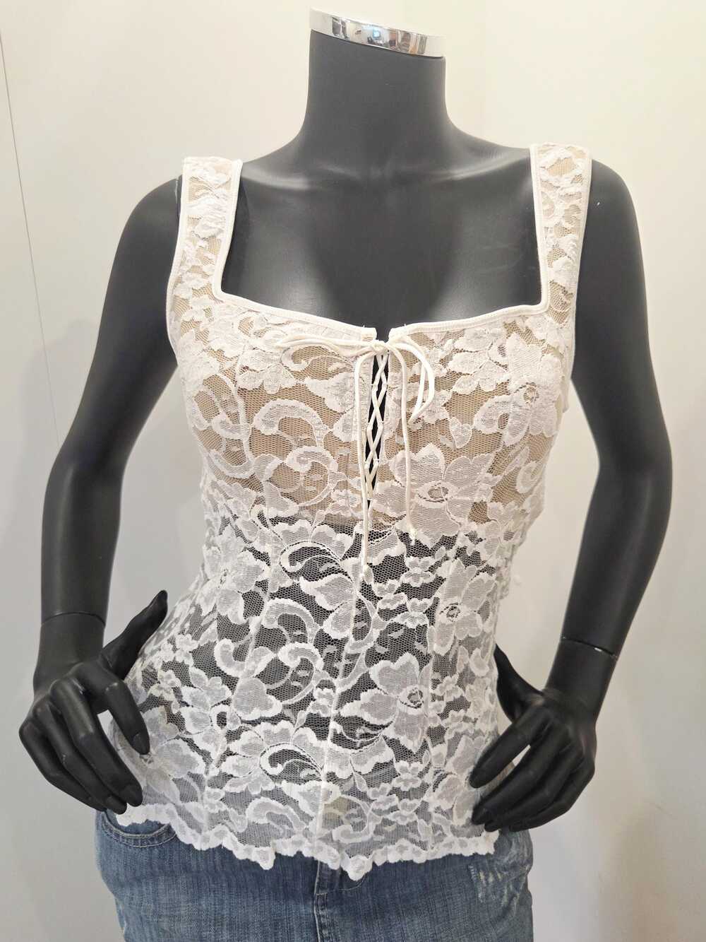 Romantic Y2K lace camisole, Vintage Papillon Blanc, SāM / 34D
